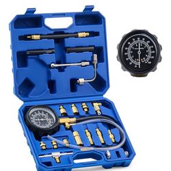 Orion Motor Tech Fuel Pressure Gauge - 0-140psi Fuel Gauge with Hoses & Adapters, Gasoline Pressure Tester