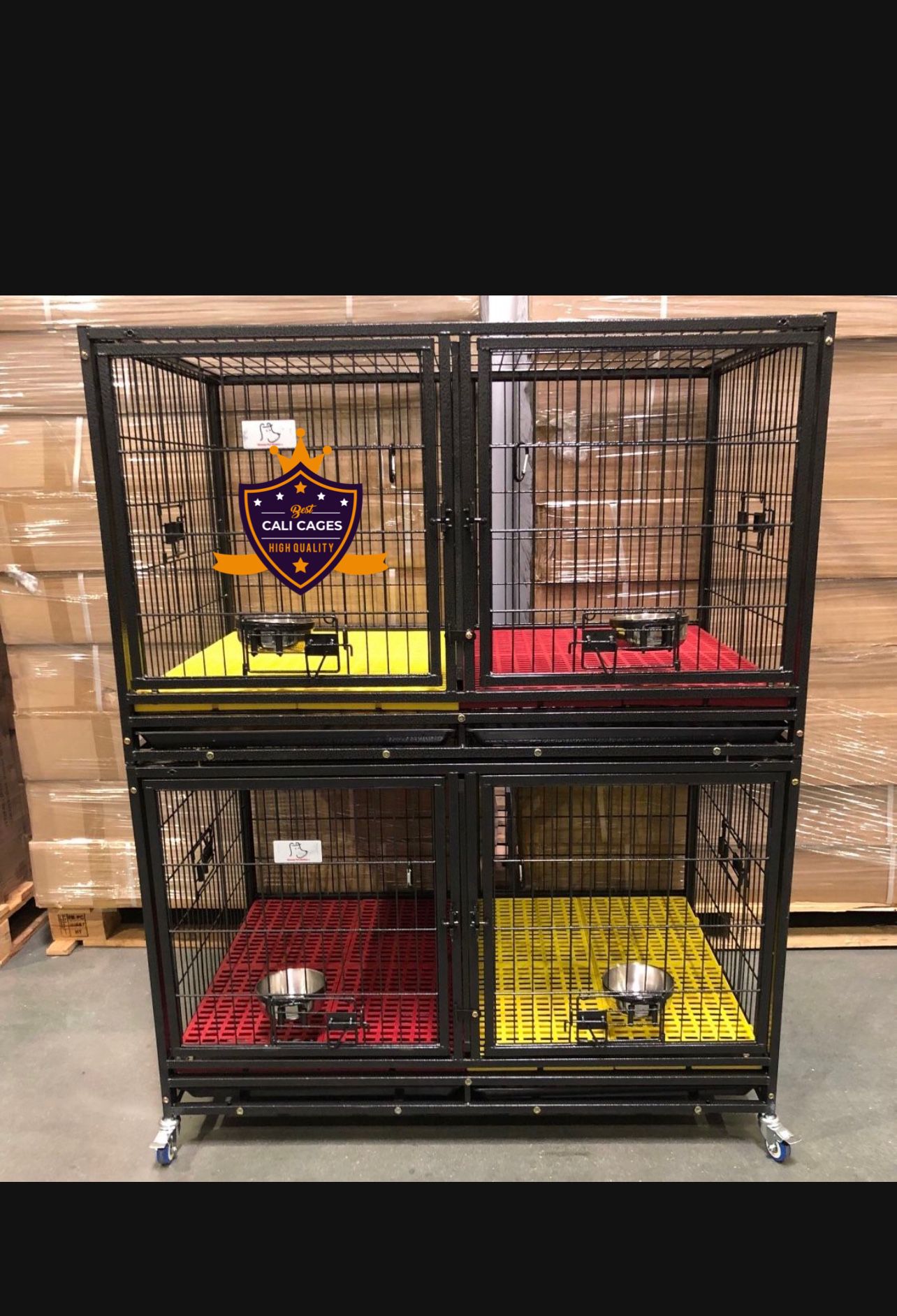 Double Stacked Dog Pet Cage Kennel Size 43” With Divider, Trays And Plastic Floor Grid New In Box 📦 
