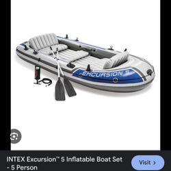 Intex Excursion 5 With Motor Mount ,Kayak Cart ,Paddles An3 Life Vest 