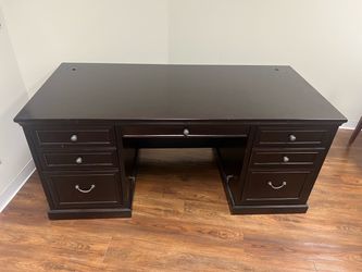 Dark Wood Executive Office Desk with Drawers