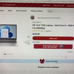 New HP 15” Laptop Windows 11 With 256 SSD Hard Drive And 8GB Ram And Fingerprint 