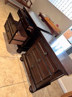 2 wooden nightstands