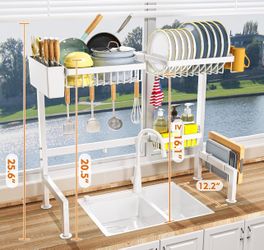 Over sink dish drying rack adjustable size