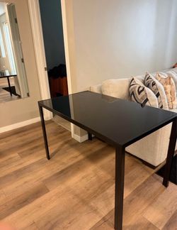 Black glass dining table