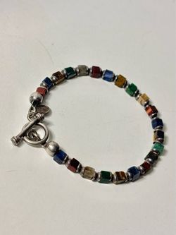 Silpada 925 Sterling Silver Multi Stone Cube Bracelet