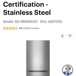 Brand New Insignia 18.6 Cu Ft Stainless Steel Refrigerator (Bottom Freezer) – ENERGY STAR