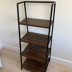 Metal/Wood 4 Shelf Ladder BookShelf Walnut