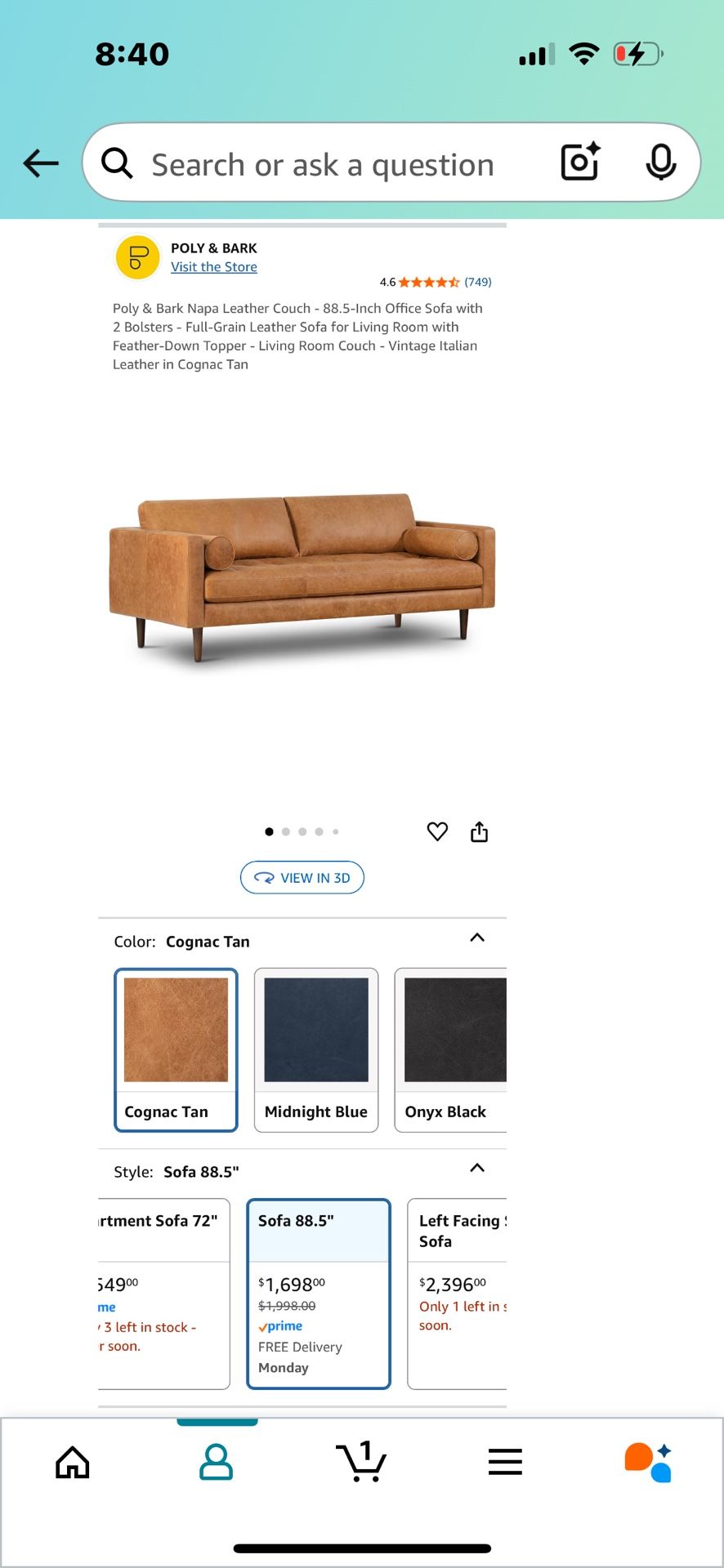 Poly & Bark Napa Leather Couch