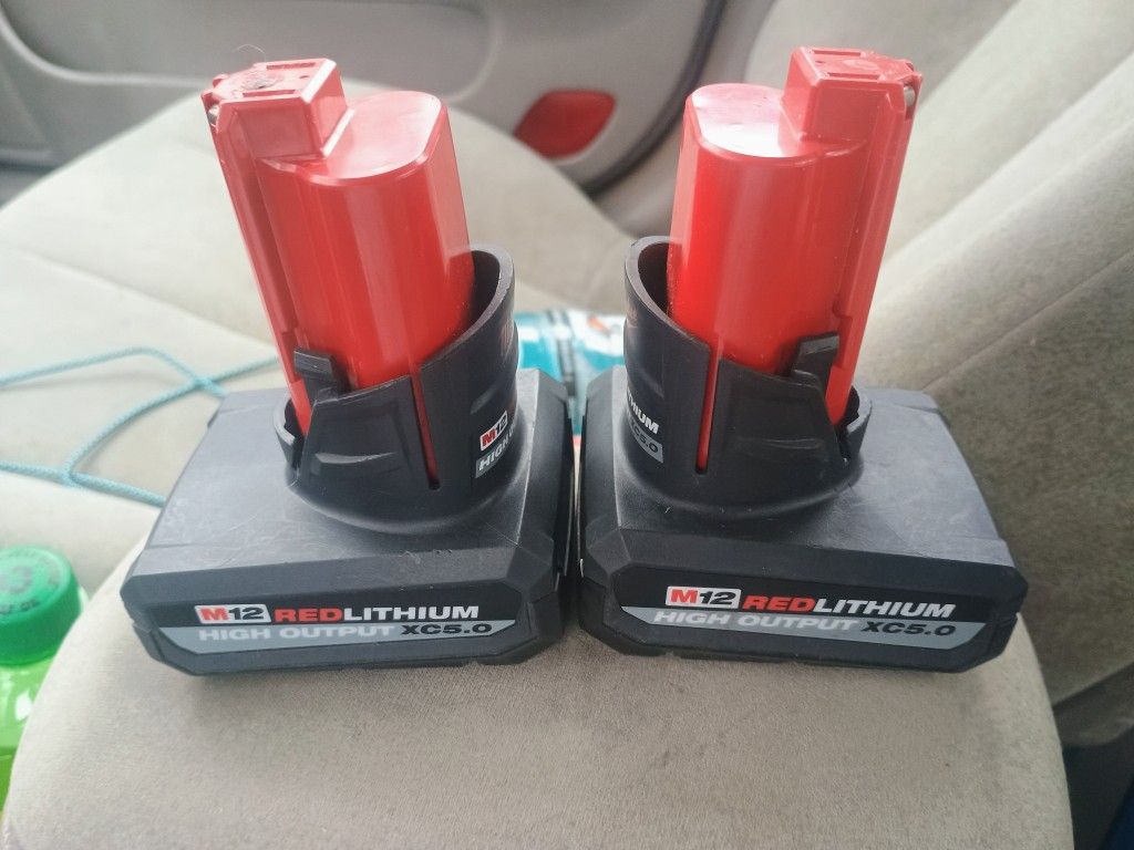 2 Milwaukee M12 High Output Xc5.0 Batteries 