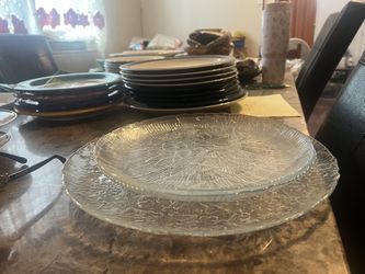 3) Beautiful Floral Cut Glass Platters