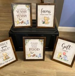 Winnie Bear Baby Shower Decorations, Table Sign/Gender Reveal/BIrthday Party Table Decorations 6 Pcs