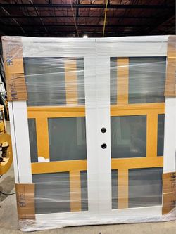 White Double French Door with Glass Panels