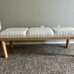 Scofield Channel Tufted Wood leg bench neutral stripe-Threshhold design with studio McGee (Target)