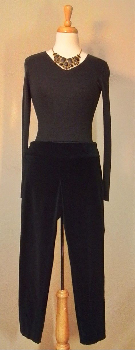 Black Velvet Dress Pants (The Limited), Regular Waist, With Back Pockets, Size Medium (Black & White Collection)