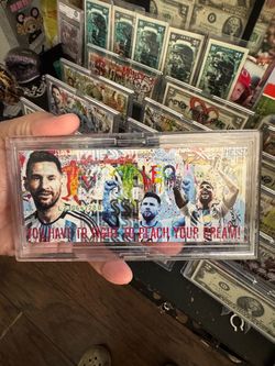LIONEL MESSI Pop Art Genuine $2 Bill Signed by Rency