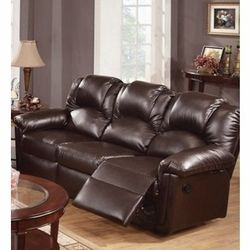 Brand New Brown Or Black Leather Manual Reclining Sofa