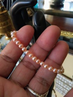 Genuine pink peal bracelet 14k clasp