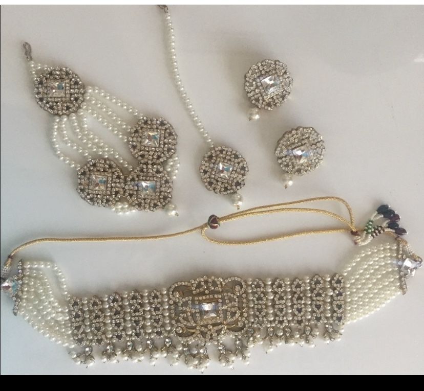 Choker Tikka Earrings Passa Set Indian Pakistani Jewelry