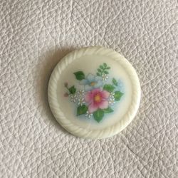 Signed Avon Ceramic Brooch Pin With Floral Design