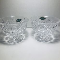 Set Of 2 Shannon Footed Crystal Dishes By Godinger In Excellent Condition