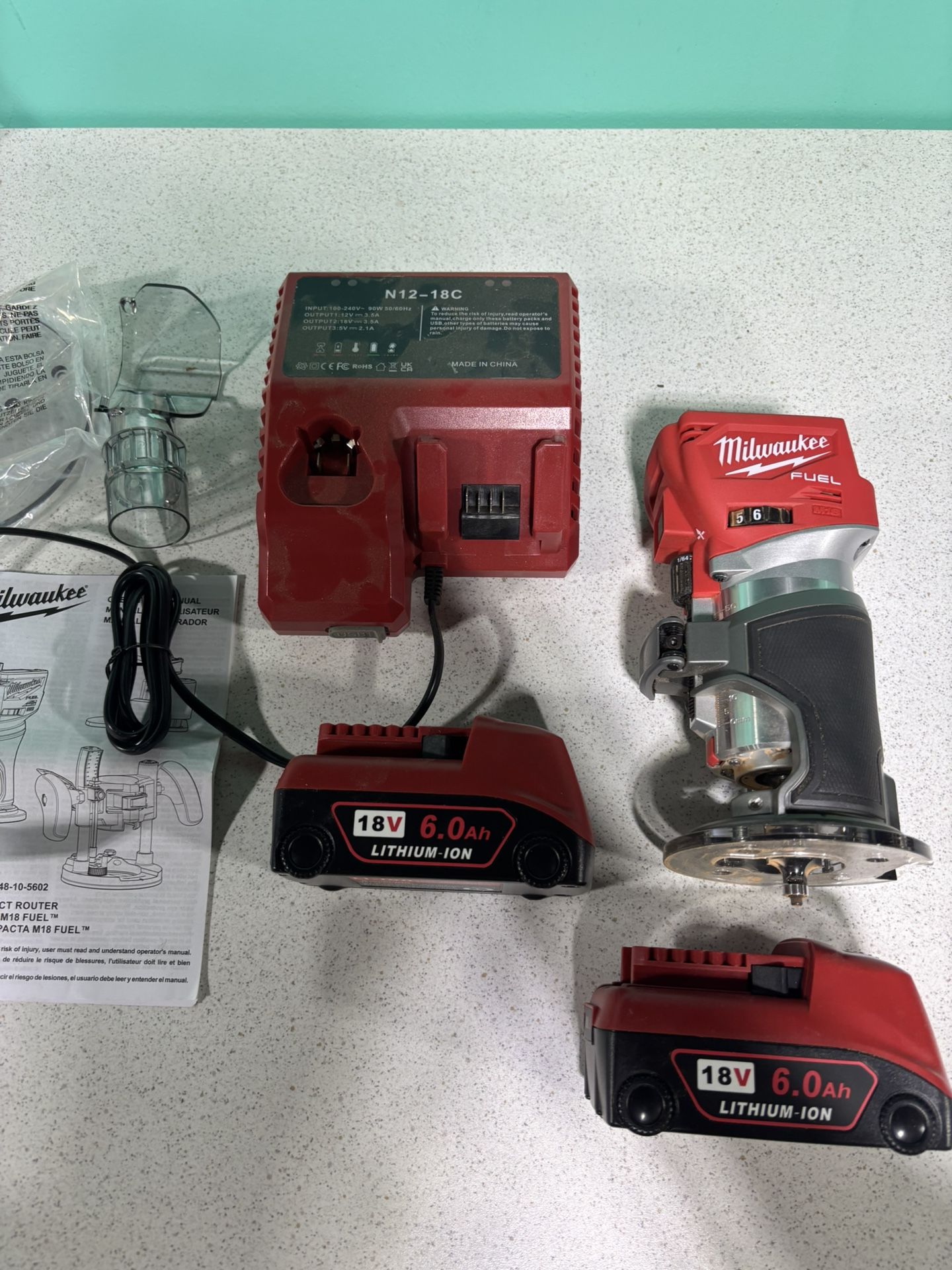 Brand New Milwaukee Palm Router With 2 Batteries And Charger 