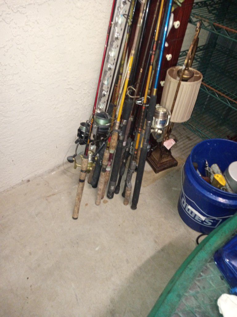Lots Of  Fishing Poles - With And Without Reels
