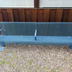 Blue Metal Industrial Outdoor Park Bench