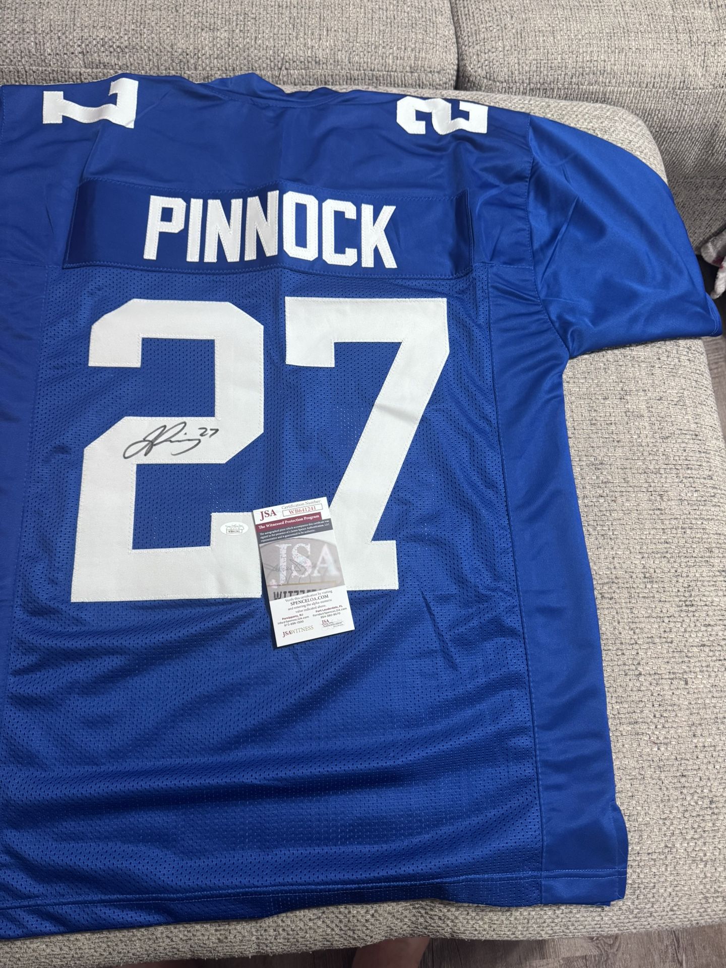 Jason Pinnock Signed Autograph Custom Jersey - JSA COA - NEW York Giants