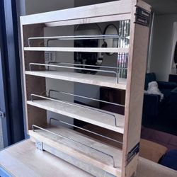 New Assembled 22.5"X5"X25.5" 4 Tier Pull Out Spice Rack Holder Shelves