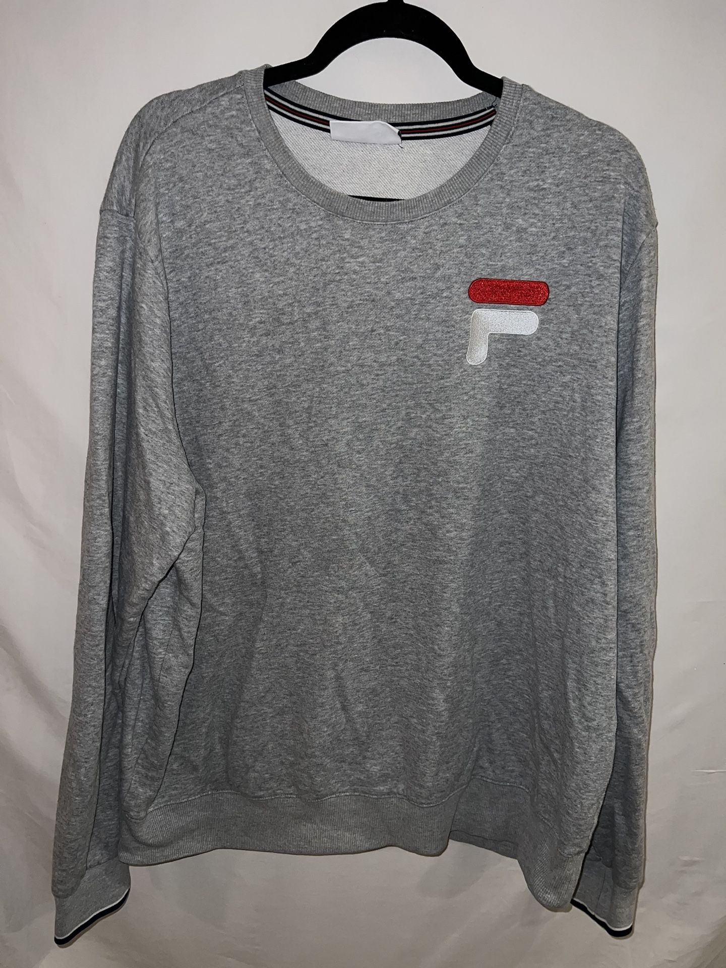 Mens XXL 2XL Fila gray grey crew neck sweatshirt 