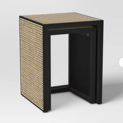 23" High Square Nesting Side Table Pine Black/Natural