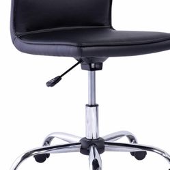 Brand New Armless Office Desk Chair - Height Adjustable, Black/Chrome