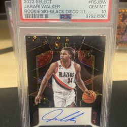 2022 Select Fastbreak Jabari Autograph Black Disco 1/1 RC PSA 10