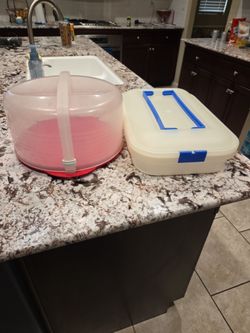 Cake and cupcake containers & watermelon dish