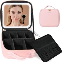 🔥Travel makeup bag With LED Mirror 