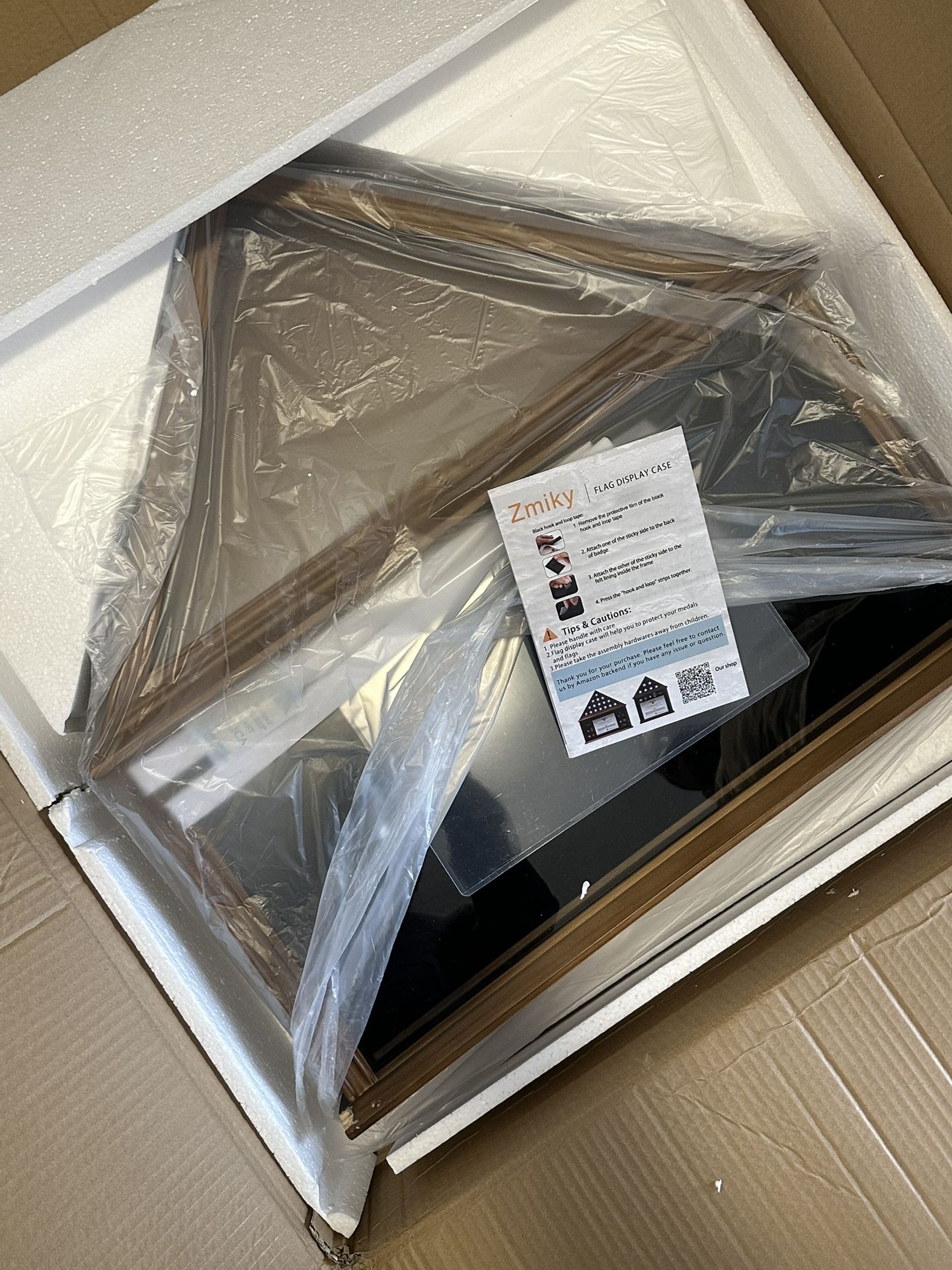 Large Walnut MilitaryAmerican Flag Frame Holder