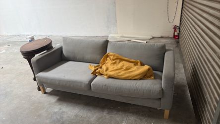 Gray Fabric Three-Seat Sofa