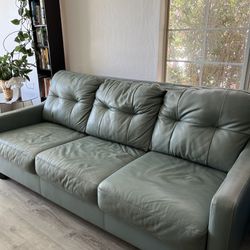 Blue Faux Leather Couch