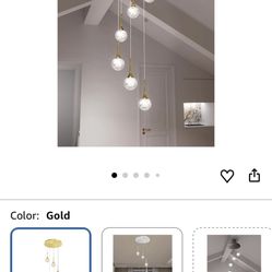 Flashing God 6-Lights Gold Chandeliers Crystal Bubble Teardrop Chandelier 70'' High Ceiling Foyer Entrance Chandeliers Creative Bar Ceiling Light Dimm