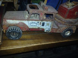 Vintage metal ladder fire truck