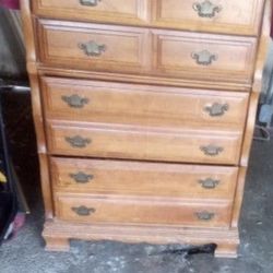 Tall Wood Dresser- Solid Wood Needs TLC