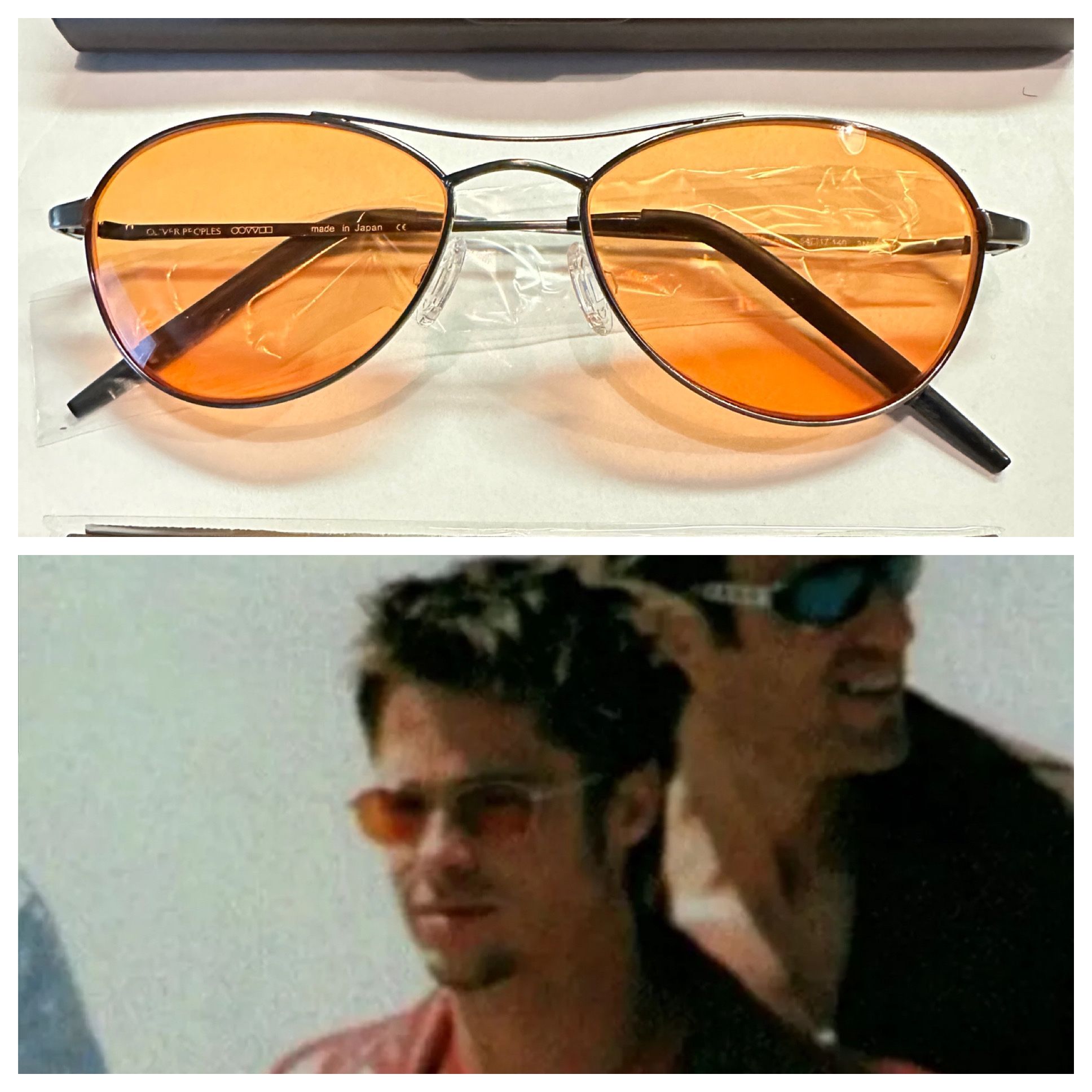 New Black Oliver Peoples Aero 54 Fight Club 523 Tyler Durden Orange Brad Pitt