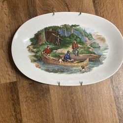  Vintage Fishing Scene Large Plate
