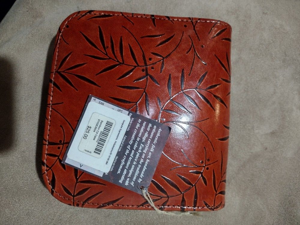 Made In India Genuine Leather Folk Art Cd Wallet Nwt