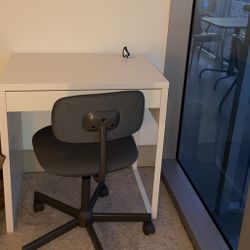 White, Desk, Chair 