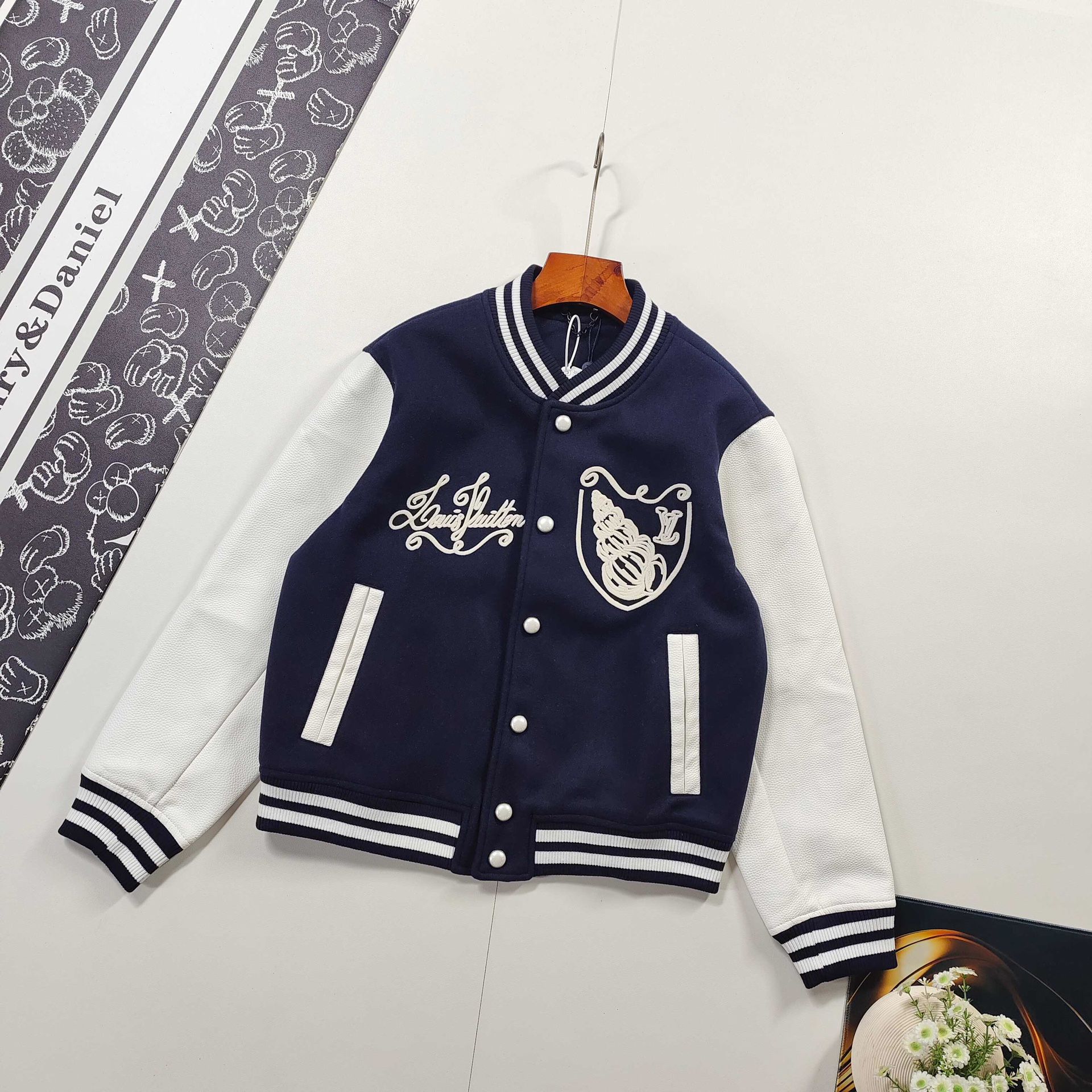 Baseball jacket, embroidered cropped baseball jacket XL
