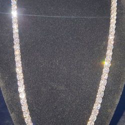 5mm 22-inch Rhodium Plated Silver Moissanite Tennis Chain 