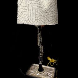 Handmade Clarinet Table Lamp with on the Base. Works Great comes with shade.