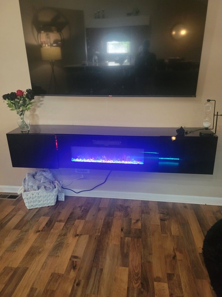 New Floating LED Fire Place!!! Real Heat Function