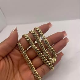 85.4 Gms 10KT Yellow Gold Solid Flat Cuban Chain